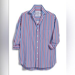 Frank & Eileen Shirley Poplin button down - Navy, blue, red stripe